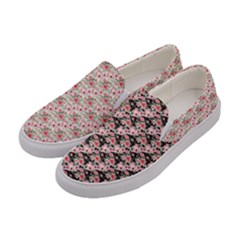 Pink Roses 02 Pink Roses 01 Women s Canvas Slip Ons by DinkovaArt