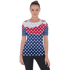 Illustrations Stars Shoulder Cut Out Short Sleeve Top