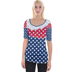 Illustrations Stars Wide Neckline T-shirt