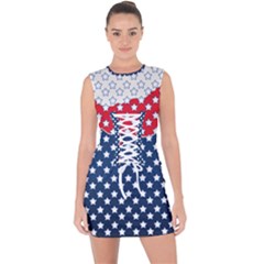 Illustrations Stars Lace Up Front Bodycon Dress