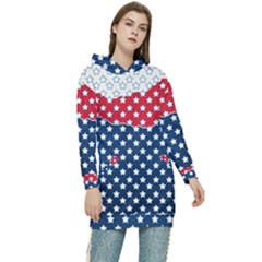 Illustrations Stars Women s Long Oversized Pullover Hoodie