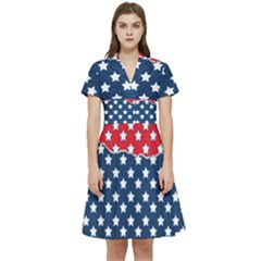 Illustrations Stars Short Sleeve Waist Detail Dress