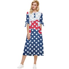 Illustrations Stars Bow Sleeve Chiffon Midi Dress