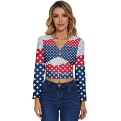 Illustrations Stars Long Sleeve V-neck Top