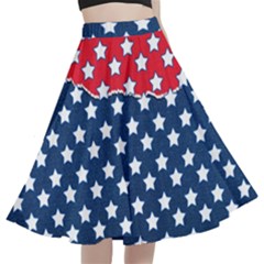 Illustrations Stars A-line Full Circle Midi Skirt With Pocket