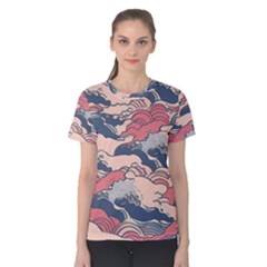 Waves Ocean Sea Water Pattern Rough Seas Digital Art Nature Nautical Women s Cotton T-shirt