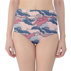 Waves Ocean Sea Water Pattern Rough Seas Digital Art Nature Nautical Classic High-waist Bikini Bottoms