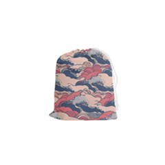 Waves Ocean Sea Water Pattern Rough Seas Digital Art Nature Nautical Drawstring Pouch (xs)