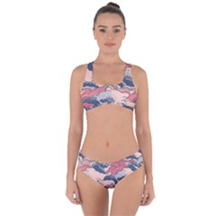 Waves Ocean Sea Water Pattern Rough Seas Digital Art Nature Nautical Criss Cross Bikini Set