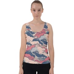 Waves Ocean Sea Water Pattern Rough Seas Digital Art Nature Nautical Velvet Tank Top