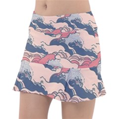 Waves Ocean Sea Water Pattern Rough Seas Digital Art Nature Nautical Classic Tennis Skirt