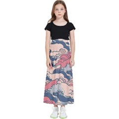 Waves Ocean Sea Water Pattern Rough Seas Digital Art Nature Nautical Kids  Flared Maxi Skirt