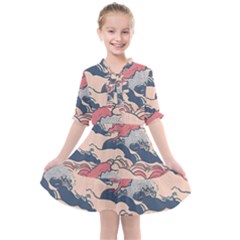 Waves Ocean Sea Water Pattern Rough Seas Digital Art Nature Nautical Kids  All Frills Chiffon Dress