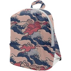 Waves Ocean Sea Water Pattern Rough Seas Digital Art Nature Nautical Zip Up Backpack