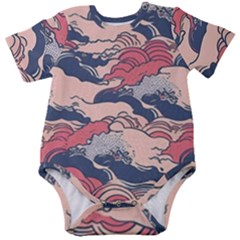 Waves Ocean Sea Water Pattern Rough Seas Digital Art Nature Nautical Baby Short Sleeve Bodysuit