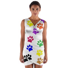 Pawprints Paw Prints Paw Animal Wrap Front Bodycon Dress