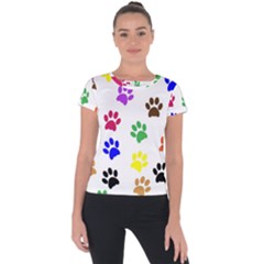 Pawprints Paw Prints Paw Animal Short Sleeve Sports Top 