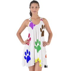 Pawprints Paw Prints Paw Animal Show Some Back Chiffon Dress