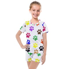 Pawprints Paw Prints Paw Animal Kids  Mesh T-shirt And Shorts Set