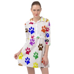 Pawprints Paw Prints Paw Animal Mini Skater Shirt Dress