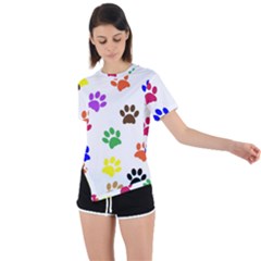 Pawprints Paw Prints Paw Animal Asymmetrical Short Sleeve Sports T-shirt