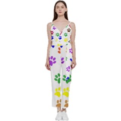 Pawprints Paw Prints Paw Animal V-neck Camisole Jumpsuit