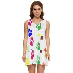 Pawprints Paw Prints Paw Animal Tiered Sleeveless Mini Dress