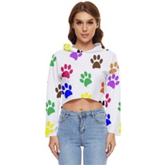 Pawprints Paw Prints Paw Animal Women s Lightweight Cropped Hoodie