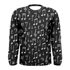 Chalk Music Notes Signs Seamless Pattern Men s Long Sleeve T-shirt