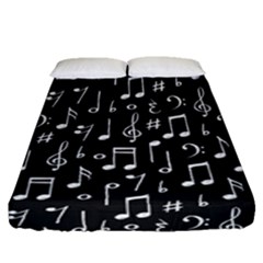 Chalk Music Notes Signs Seamless Pattern Fitted Sheet (queen Size)