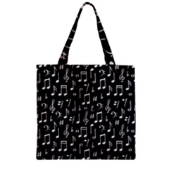 Chalk Music Notes Signs Seamless Pattern Zipper Grocery Tote Bag