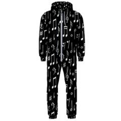 Chalk Music Notes Signs Seamless Pattern Hooded Jumpsuit (men)