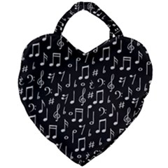 Chalk Music Notes Signs Seamless Pattern Giant Heart Shaped Tote