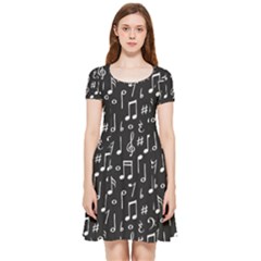 Chalk Music Notes Signs Seamless Pattern Inside Out Cap Sleeve Dress