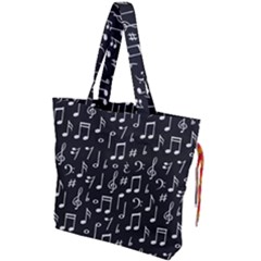 Chalk Music Notes Signs Seamless Pattern Drawstring Tote Bag