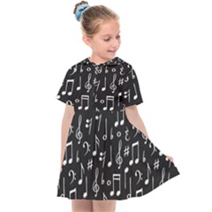 Chalk Music Notes Signs Seamless Pattern Kids  Sailor Dress