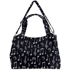 Chalk Music Notes Signs Seamless Pattern Double Compartment Shoulder Bag