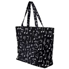 Chalk Music Notes Signs Seamless Pattern Zip Up Canvas Bag