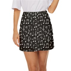 Chalk Music Notes Signs Seamless Pattern Mini Front Wrap Skirt