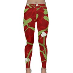 Mistletoe Christmas Texture Advent Classic Yoga Leggings