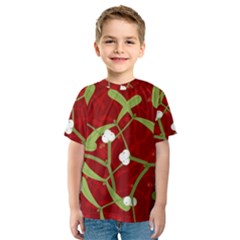 Mistletoe Christmas Texture Advent Kids  Sport Mesh T-shirt