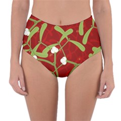 Mistletoe Christmas Texture Advent Reversible High-waist Bikini Bottoms