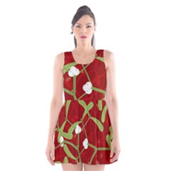 Mistletoe Christmas Texture Advent Scoop Neck Skater Dress