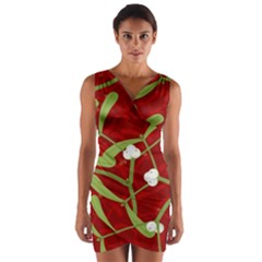 Mistletoe Christmas Texture Advent Wrap Front Bodycon Dress