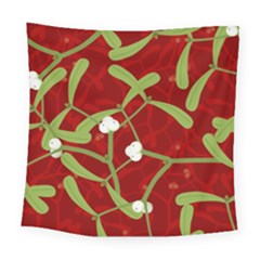 Mistletoe Christmas Texture Advent Square Tapestry (large)