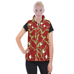 Mistletoe Christmas Texture Advent Women s Button Up Vest