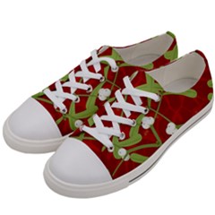 Mistletoe Christmas Texture Advent Men s Low Top Canvas Sneakers