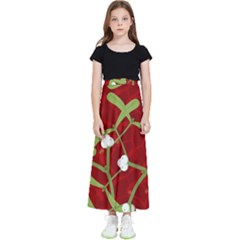 Mistletoe Christmas Texture Advent Kids  Flared Maxi Skirt by Hannah976