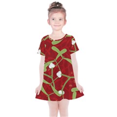Mistletoe Christmas Texture Advent Kids  Simple Cotton Dress by Hannah976