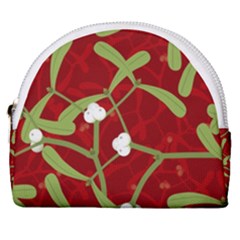 Mistletoe Christmas Texture Advent Horseshoe Style Canvas Pouch